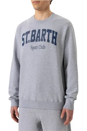 MC2 SAINT BARTH Sweatshirts & Hoodies, Heren, Grijs, M, Katoen, Katoenen Sweatshirt met St. Barth Print