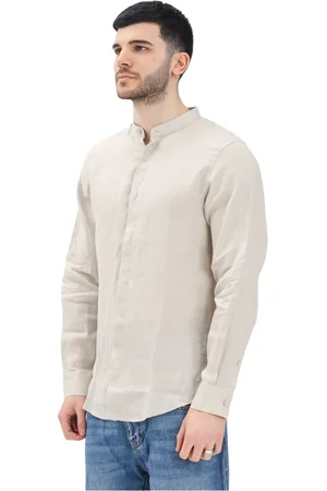 Armani Exchange Overhemden, Heren, , XL, Linnen, linnen overhemd met lange mouwen