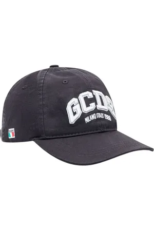 GCDS Accessoires, unisex, Zwart, ONE Size, Katoen, Zwarte zonneklep hoed Milano Italië stijl