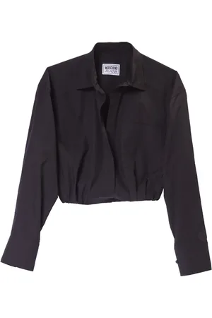 Moschino Blouses & Shirts, Dames, Zwart, S, Katoen, Zwarte Cropped Shirt met Haaksluiting