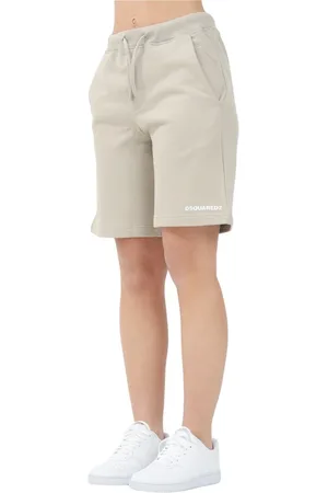 Dsquared2 Korte broeken, Dames, Grijs, L, Katoen, Beige Sporty Shorts Essential Design