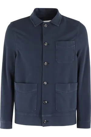 Circolo Jassen, Heren, Blauw, L, Katoen, Blauwe Katoenen Fleece Overshirt Jas