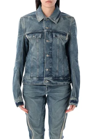 Rick Owens Jassen, Dames, Blauw, S, Katoen, Indigo Trucker Jack Stijlvol Veelzijdig Laagjes