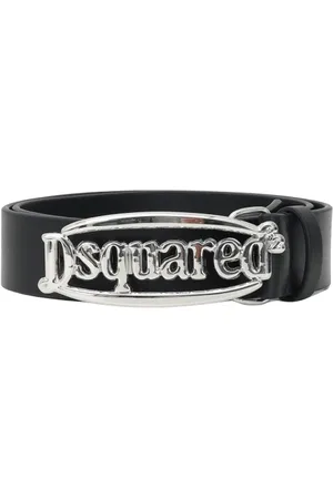 Dsquared2 Accessoires, Dames, Zwart, L, Zwarte leren damesriem met logogesp