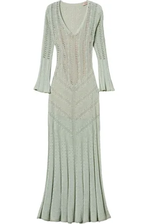 Twin-Set Kleedjes, Dames, Groen, S, Groen en Goud Jurk Ss 25