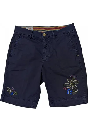BOB der Bär Korte broeken, Heren, Blauw, M, Katoen, Navy Blauwe Geborduurde Shorts