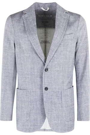 Circolo Jassen, Heren, Blauw, M, Linnen, Blauwe Linnen Effect Jersey Blazer