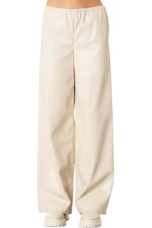 Isabelle Blanche Broeken, Dames, , M, Leer, Relaxte broek in ecopelle in bijna mauve