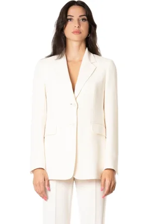 Max Mara Jassen, Dames, Geel, S, Leer, Boter Blazer Set