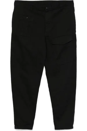 YOHJI YAMAMOTO Broeken, Heren, Zwart, L, Zwarte Voorknop Riemlussen Zak