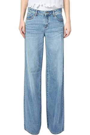 Armani Exchange Jeans, Dames, Blauw, W25, Katoen, Blauwe Wide Leg Jeans
