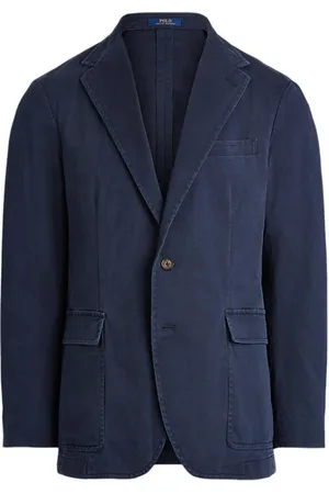 Ralph Lauren Jassen, Heren, Blauw, M, Katoen, Blauwe Katoenen Blazer met Knopen