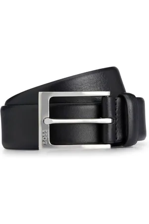 HUGO BOSS Accessoires, Heren, Zwart, 95 CM, Zwarte Leren Riem
