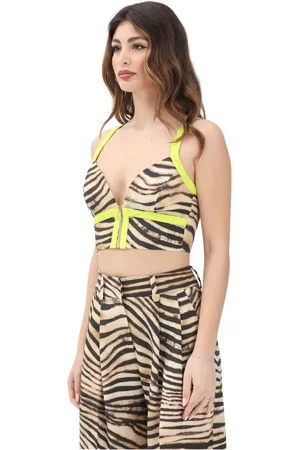 Roberto Cavalli Tops, Dames, Veelkleurig, M, Dierenprint Top