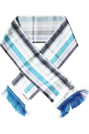 Dolce & Gabbana Accessoires, Heren, Blauw, ONE Size, Gestreepte Zijden Omzoomde Omslagdoek Sjaal