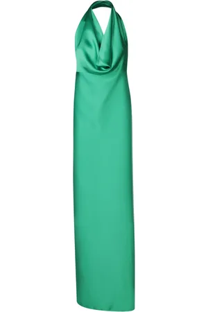 BLANCA Kleedjes, Dames, Groen, L, Polyester, Groene Halternek Zijden Jurk