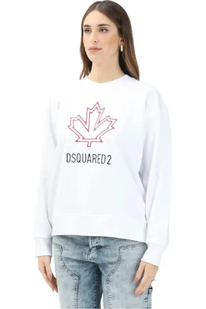Dsquared2 Sweatshirts & Hoodies, Dames, Wit, XS, Katoen, Witte Crewneck Sweater Oversize Lente/Zomer