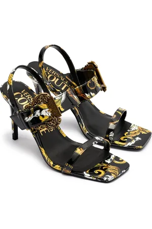 VERSACE Schoenen, Dames, Veelkleurig, 39 EU, Sandalen Zwart