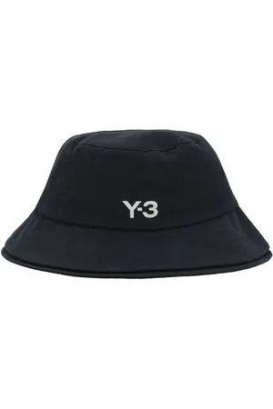 Y-3 Accessoires, Heren, Zwart, ONE Size, Katoen, Gestreepte katoenen bucket hoed met iconisch ontwerp