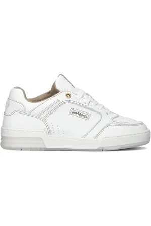 Shabbies Amsterdam Schoenen, Dames, Wit, 36 EU, Leer, Stijlvolle Revin Contra Sneakers