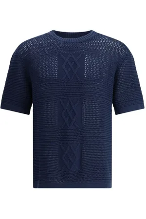 Daily paper Truien, Heren, Blauw, S, Katoen, Gehaakt geweven katoenen T-shirt