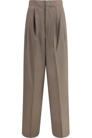 Sa Su Phi Broeken, Dames, Grijs, S, Wol, Elegant Wide-Leg Wool Pants