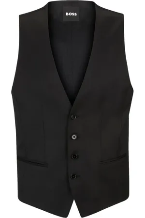 HUGO BOSS Pakken, Heren, Zwart, L, Wol, Slim Fit Wollen Gilet H-Huge-Vest