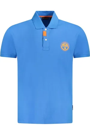 Napapijri Tops, Heren, Blauw, S, Luxe Polo Shirt met Contrasterende Details