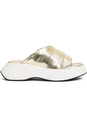 Elena Iachi Schoenen, Dames, Geel, 38 EU, Leer, Wig Sandalen Platino Wig Schoenen