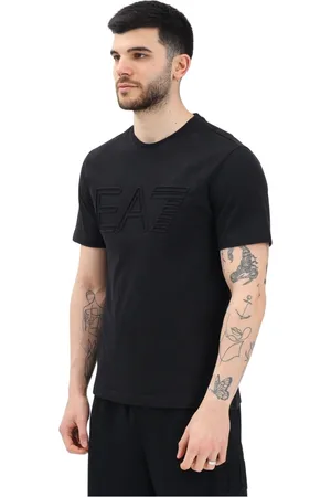 EA7 Tops, Heren, Zwart, XL, Katoen, Moderne Zwarte T-shirt met Korte Mouwen