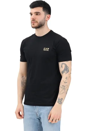 EA7 Tops, Heren, Zwart, L, Zwart T-shirt met korte mouwen Modern ontwerp
