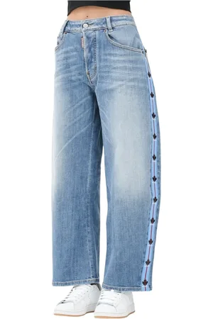 Dsquared2 Jeans, Dames, Blauw, S, Denim, Esdoornblad Accent Denim Jeans