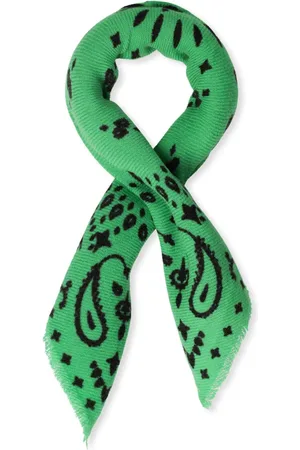 NOTRE-V Accessoires, Dames, Groen, ONE Size, Wol, Groen en Zwart Trendy Sjaal