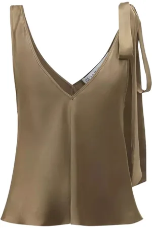 J.W.Anderson Tops, Dames, Groen, XS, Zijden Olijfgroene Top met V-hals