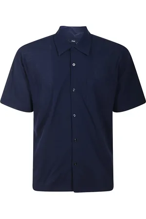 HERNO Overhemden, Heren, Blauw, XL, Katoen, Katoenen Ademend Kortemouw Overhemd