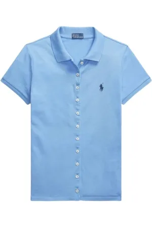 Ralph Lauren Blouses & Shirts, Dames, Blauw, S, Katoen, Polo T-shirt met korte mouwen
