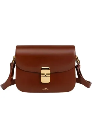 A.P.C. Tassen, Dames, Bruin, ONE Size, Grace Small Bruine Tassen met Gouden Hardware