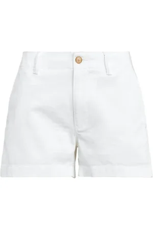 Ralph Lauren Korte broeken, Dames, Wit, M, Katoen, Witte Katoenen Shorts met Knoopsluiting
