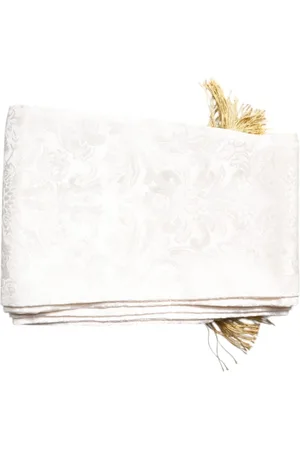 Dolce & Gabbana Accessoires, Heren, Wit, ONE Size, Bloemen Jacquard Franjes Sjaal