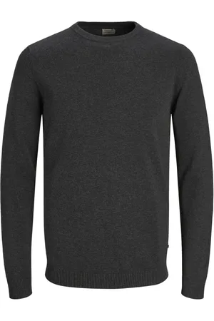 JACK & JONES Truien, Heren, Grijs, XS, Katoen, Grijze Marl Gebreide Trui met Slip-On Stijl