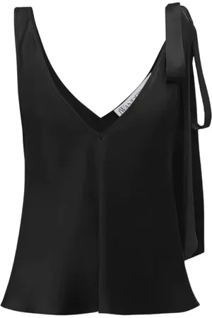 J.W.Anderson Tops, Dames, Zwart, S, Zwarte Zijden Top met V-Hals
