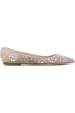 Prosperine Schoenen, Dames, , 36 EU, Suède, Suede Ballerina met Holografische Kristallen