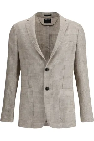 Ermenegildo Zegna Jassen, Heren, , L, Wol, Elegant Linen Wool Blazer Jacket