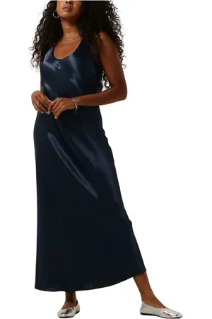Greek Archaic Kori Kleedjes, Dames, Blauw, M, Navy Midi Jurk Veelzijdig Elegant Stijl
