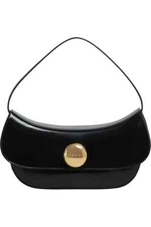 Marni Tassen, Dames, Zwart, ONE Size, Leer, Zwarte Leren Butterfly Tas