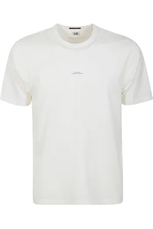 C.P. Company Tops, Heren, Wit, XL, Katoen, Logo Katoenen T-shirt Korte Mouw