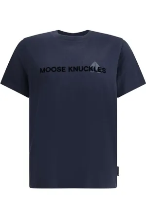 Moose Knuckles Tops, Heren, Blauw, S, Katoen, Monogram Appliqué Katoenen T-shirt