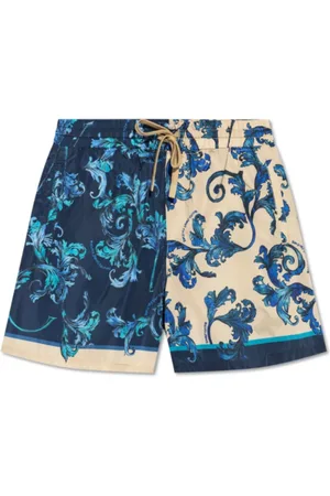 VERSACE Badkleding, Heren, Blauw, L, Heren Bicolor Strand Shorts met Barocco Print