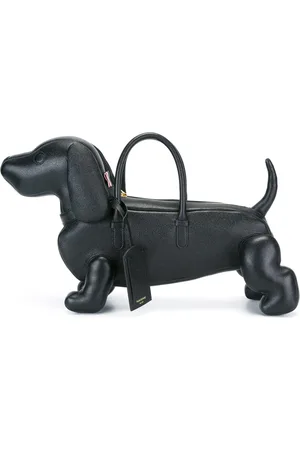 Thom Browne Tassen, Heren, Zwart, ONE Size, Leer, Kleine Hond Ontwerp Handtas