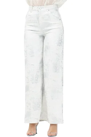 VICOLO Jeans, Dames, Grijs, XL, Denim, Zilveren Wijde Spijkerbroek